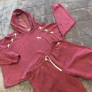 Pink by Victoria Secret cropped hoodie with pants